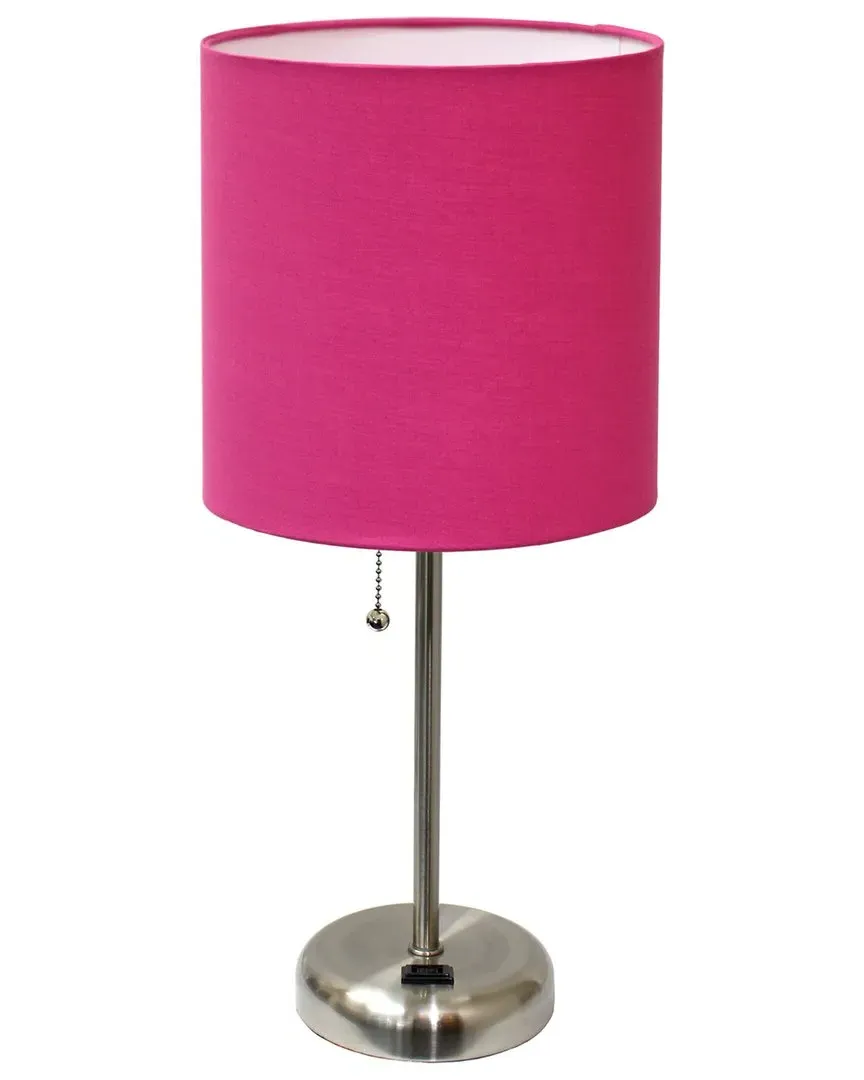 Stick Lamp with USB Charging Port - Pink, Steel