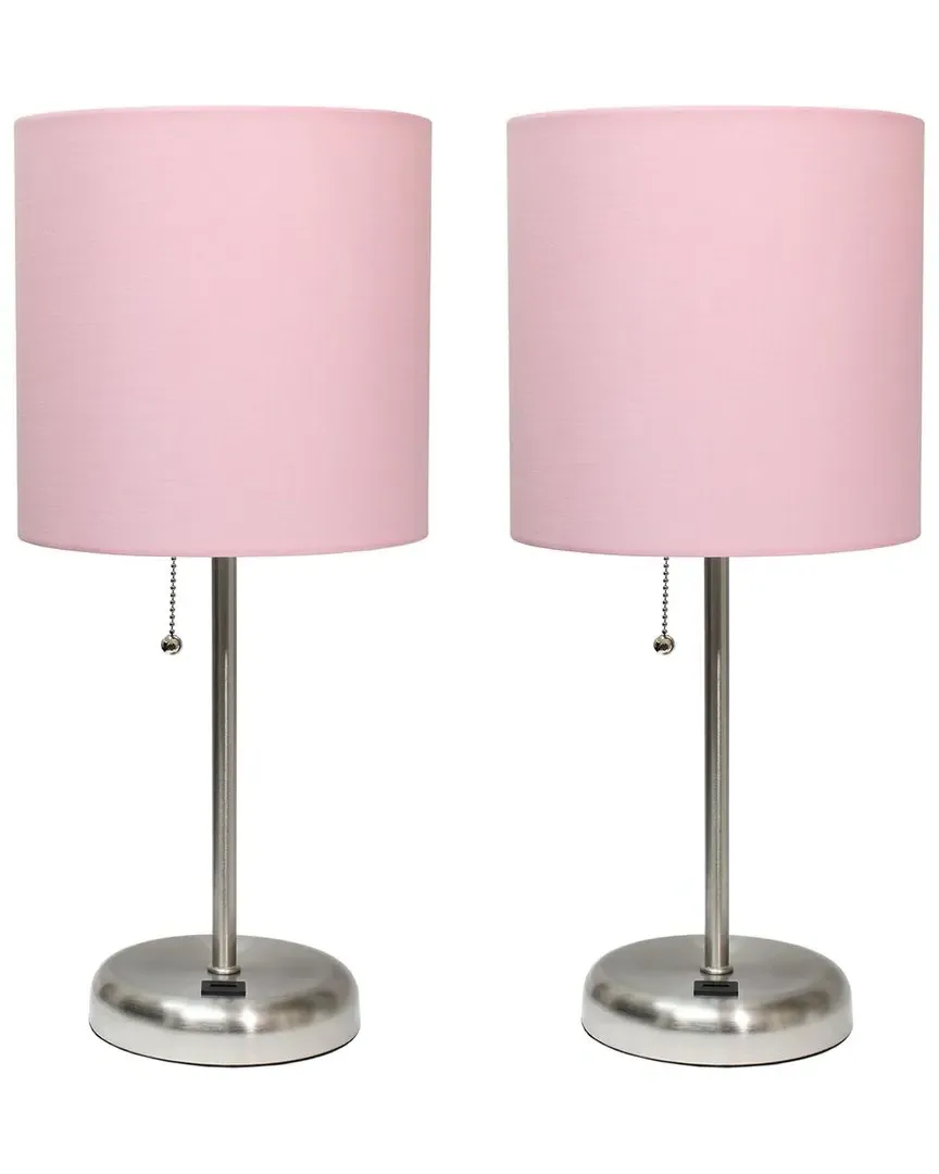 Stick Lamp with USB Charging Port - Pink, Steel