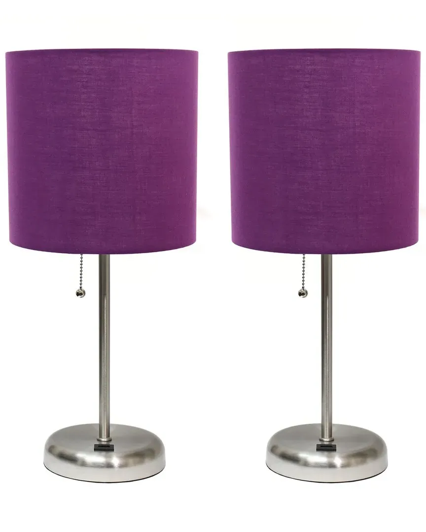 Stick Lamp with USB Charging Port - Purple, Steel