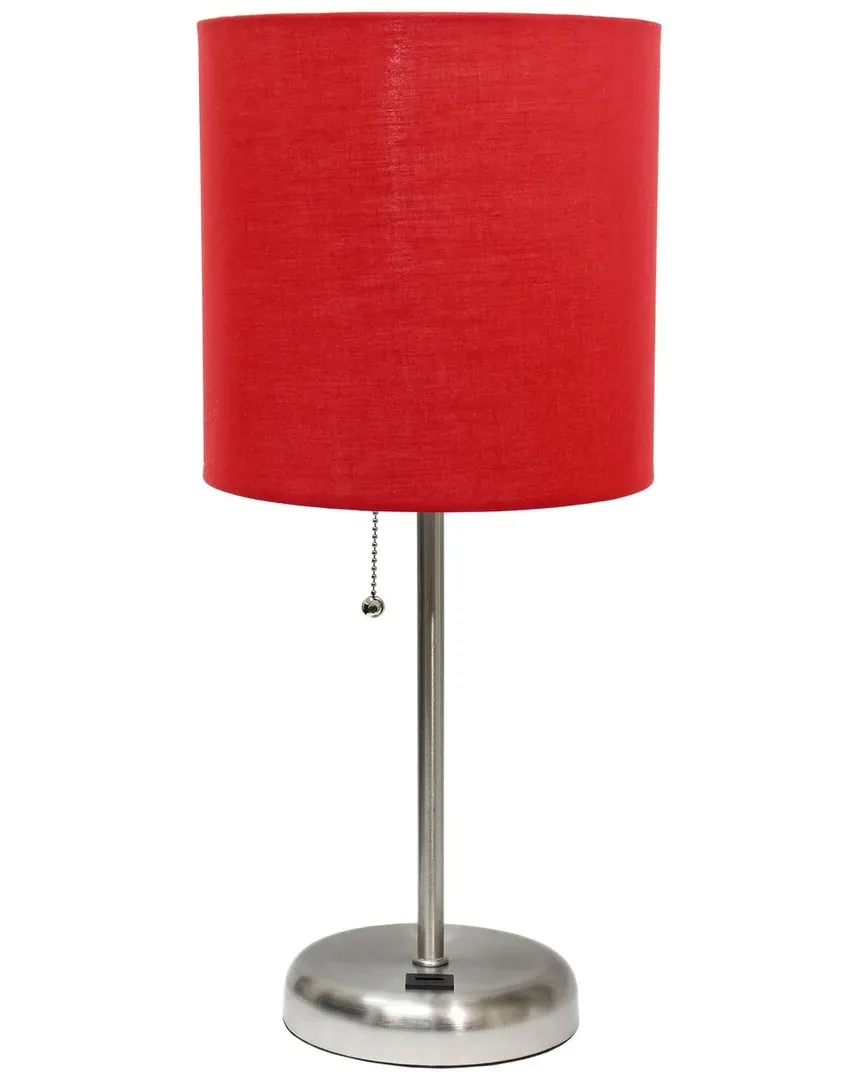 Stick Lamp with USB Charging Port - Red, Steel