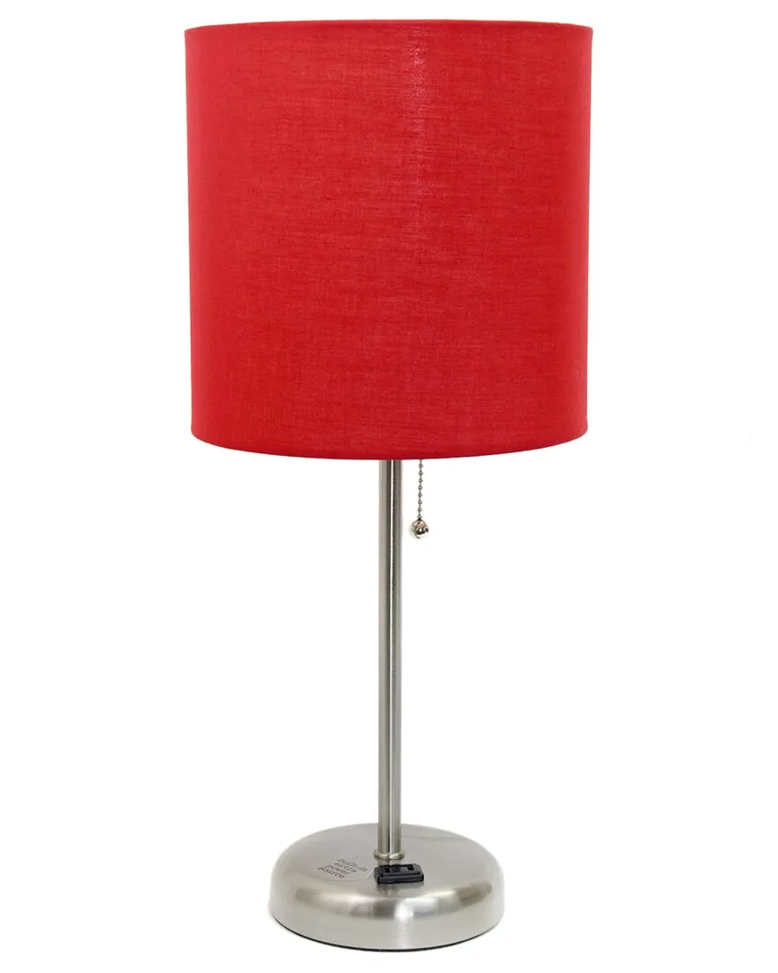 Stick Lamp with USB Charging Port - Red, Steel