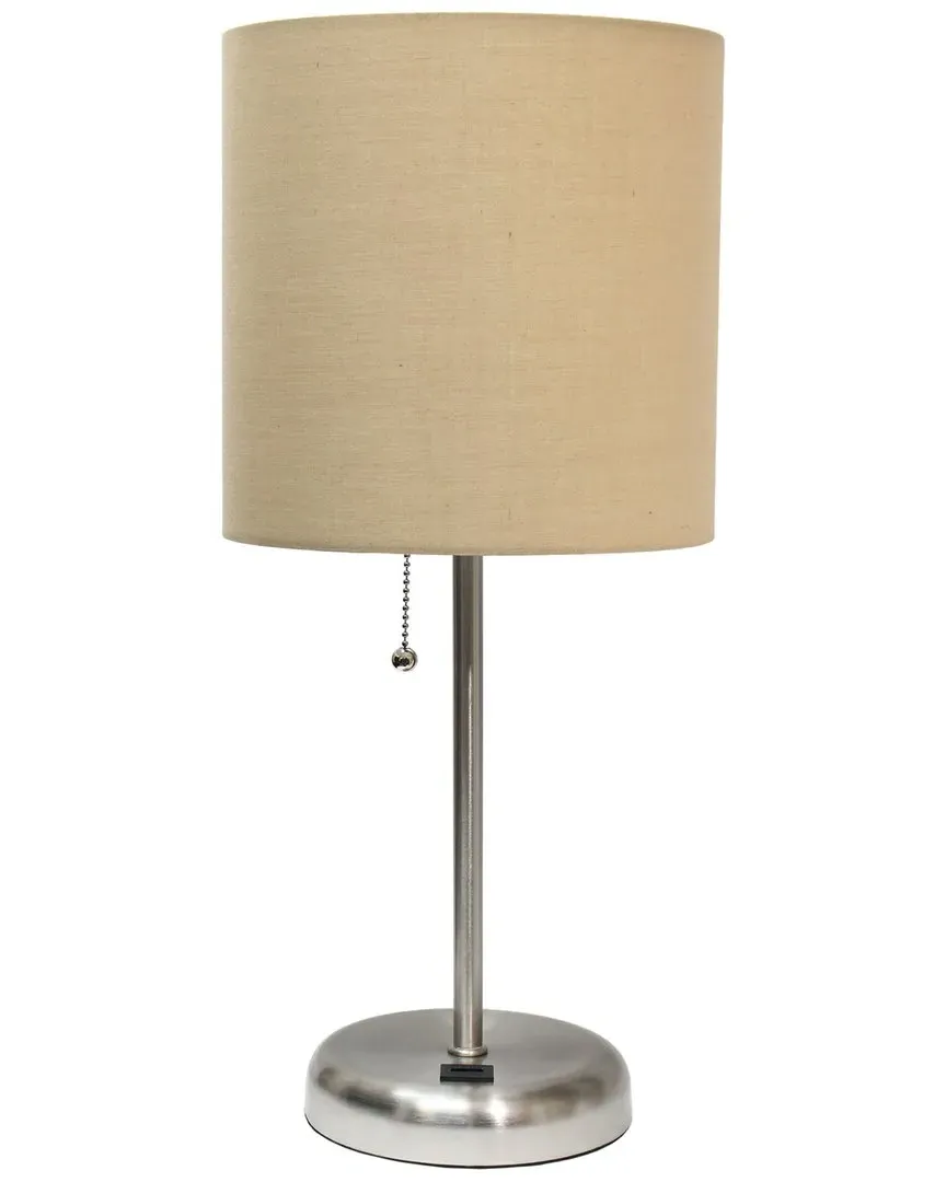 Stick Lamp with USB Charging Port - Tan, Steel