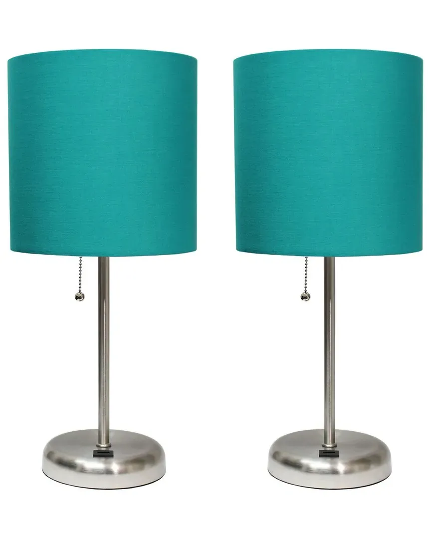 Stick Lamp with USB Charging Port - Teal, Steel