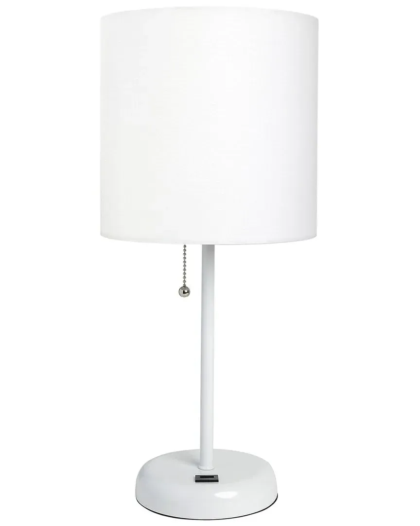 Stick Lamp with USB Charging Port - White