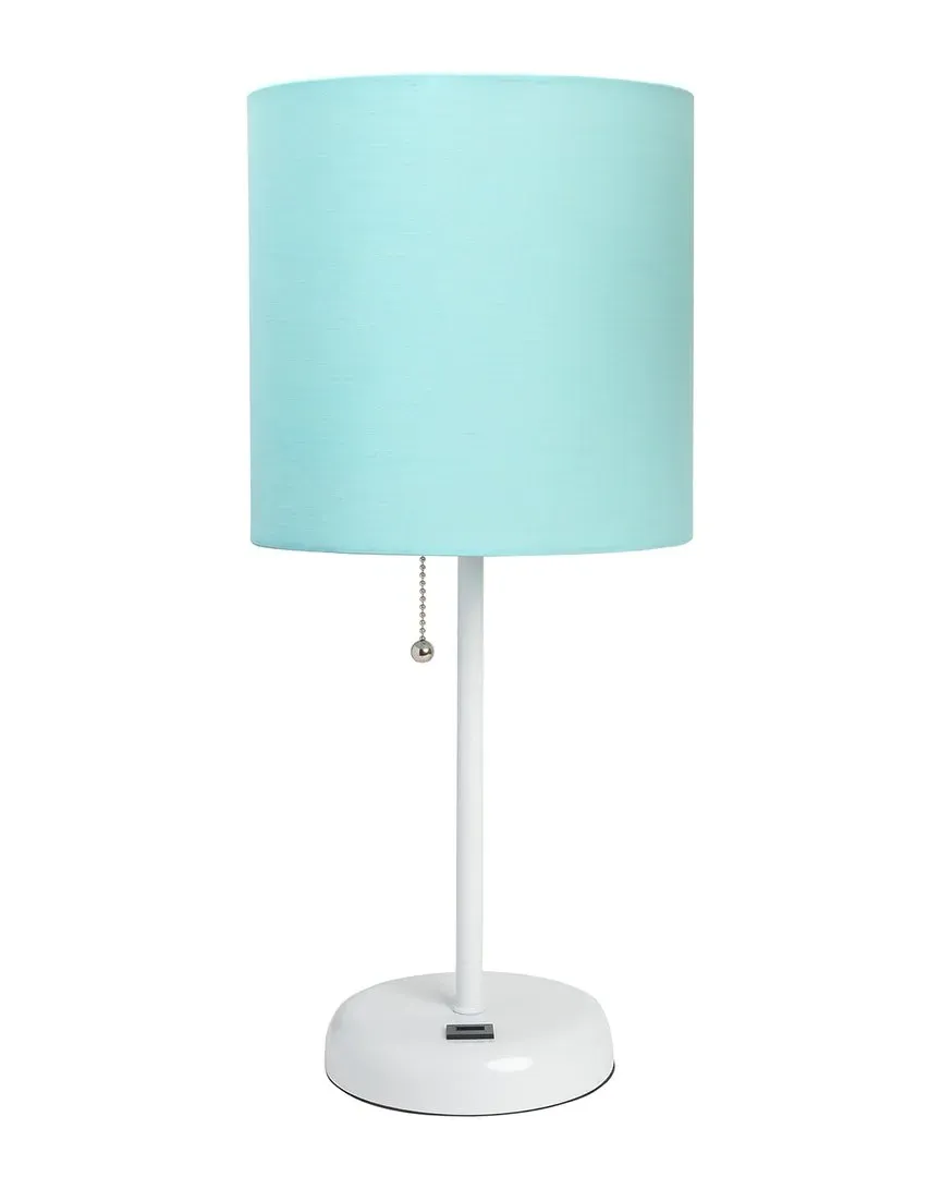 Stick Table Lamp with USB Charging - Aqua, Metal