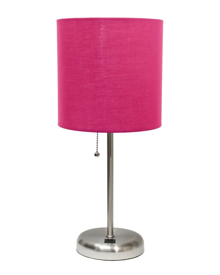 Stick Table Lamp with USB Charging - Pink, Metal