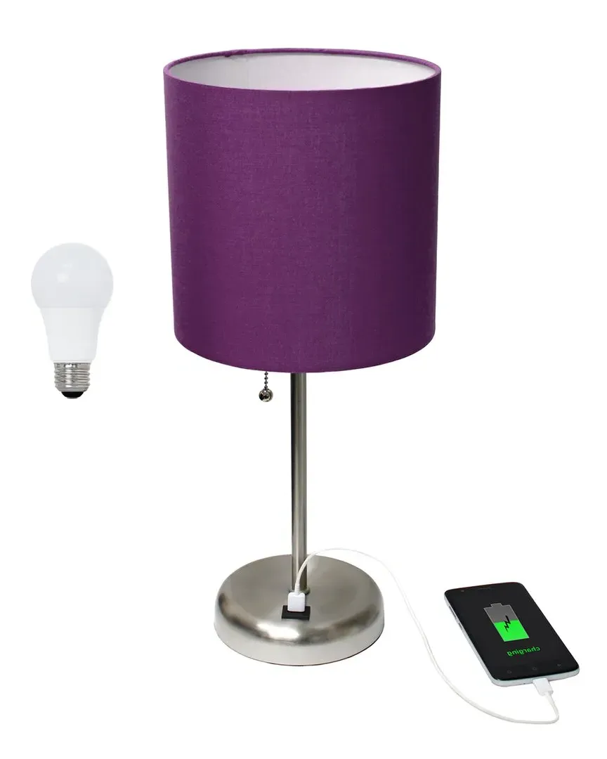 Stick Table Lamp with USB Charging - Purple, Metal