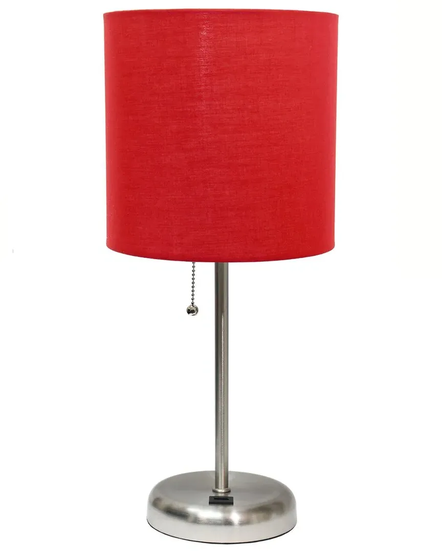 Stick Table Lamp with USB Charging - Red, Metal