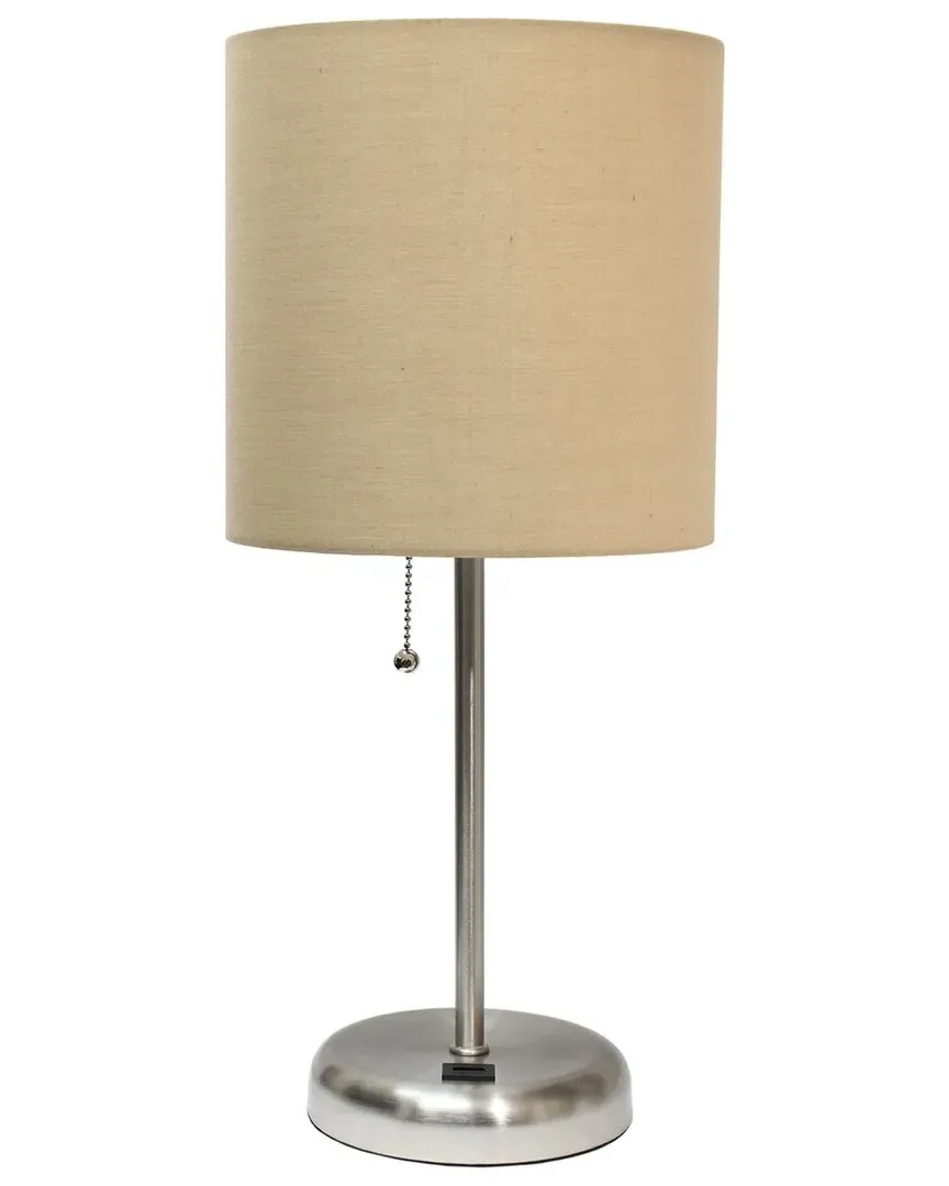 Stick Table Lamp with USB Charging - Tan, Metal