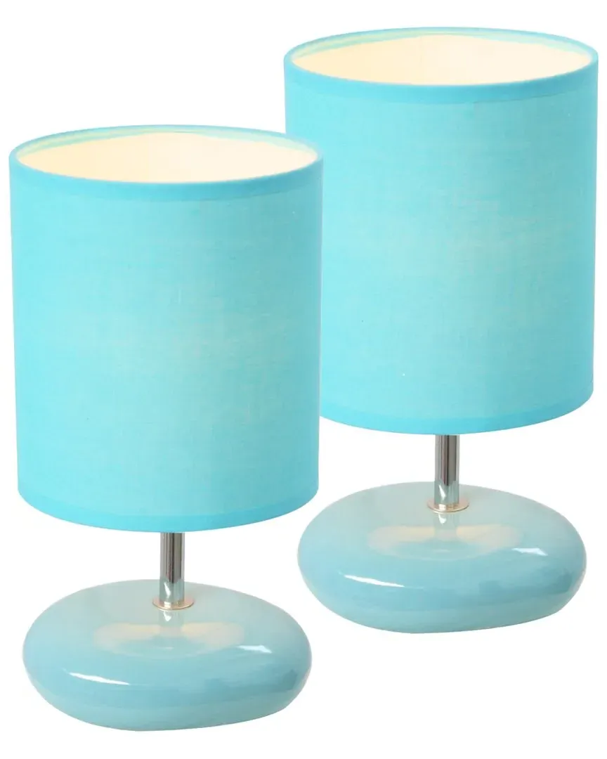Stonies Small Stone Look Table Bedside Lamp 2pk Set - Blue image