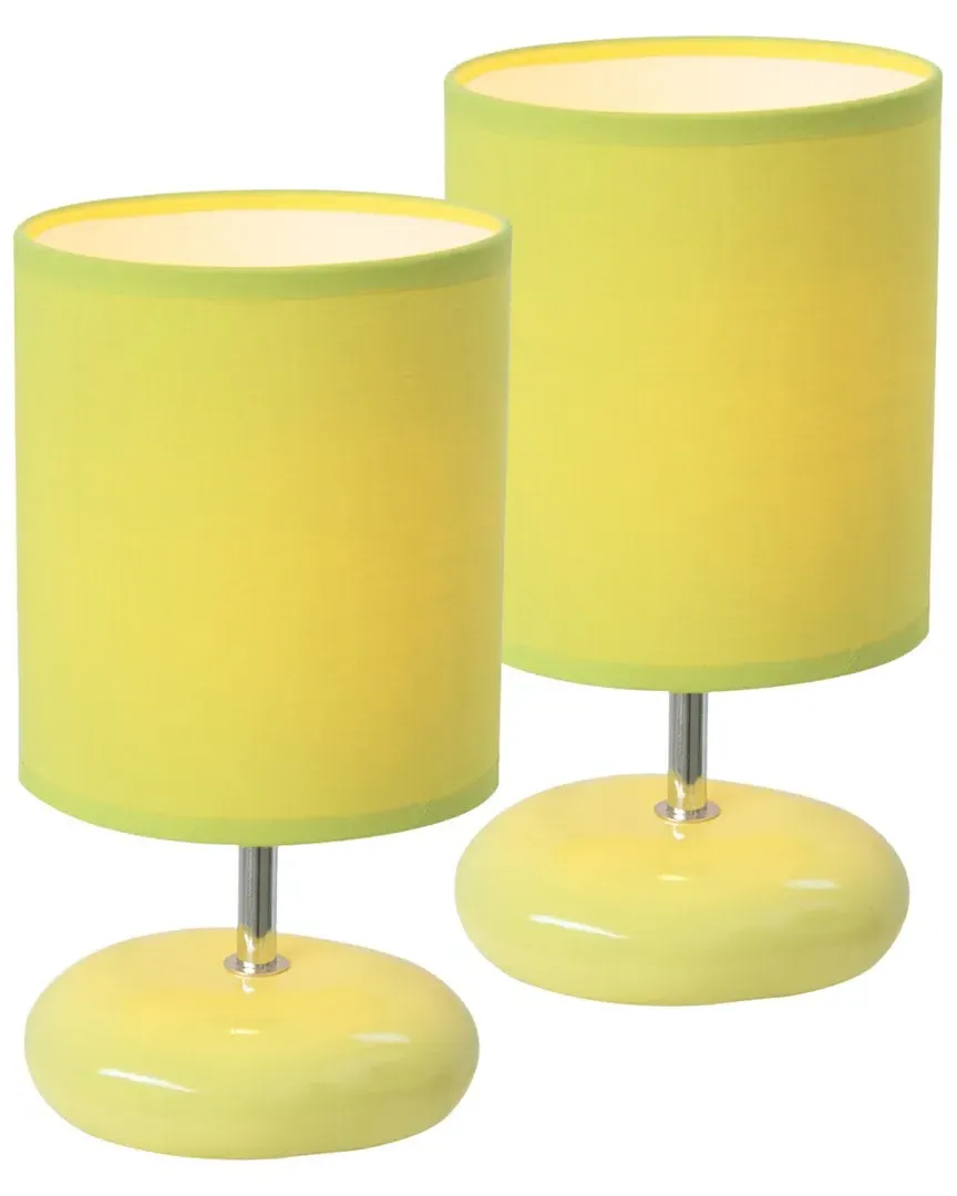 Stonies Small Stone Look Table Bedside Lamp 2pk Set - Green