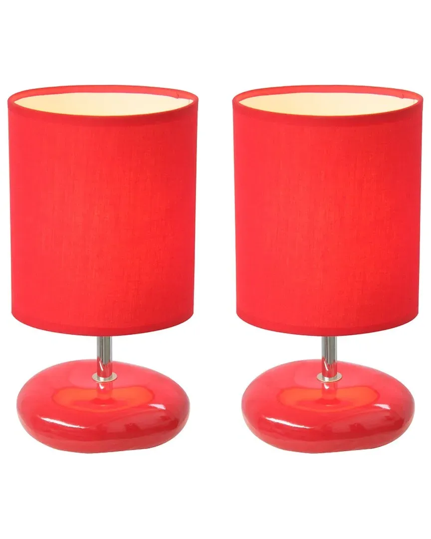 Stonies Small Stone Look Table Bedside Lamp 2pk Set - Red