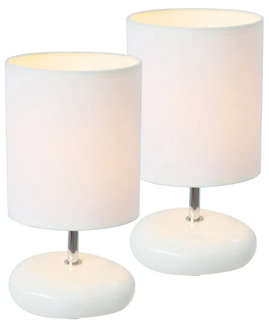 Stonies Small Stone Look Table Bedside Lamp 2pk Set - White