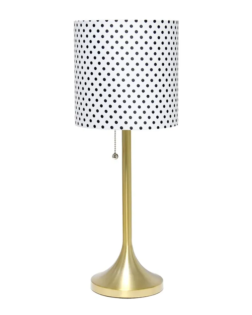 Tapered Table Lamp with Polka Dot Shade - Gold