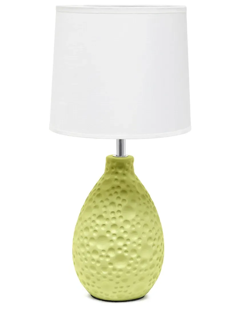 Textured Stucco Oval Table Lamp - Green, Ceramic image