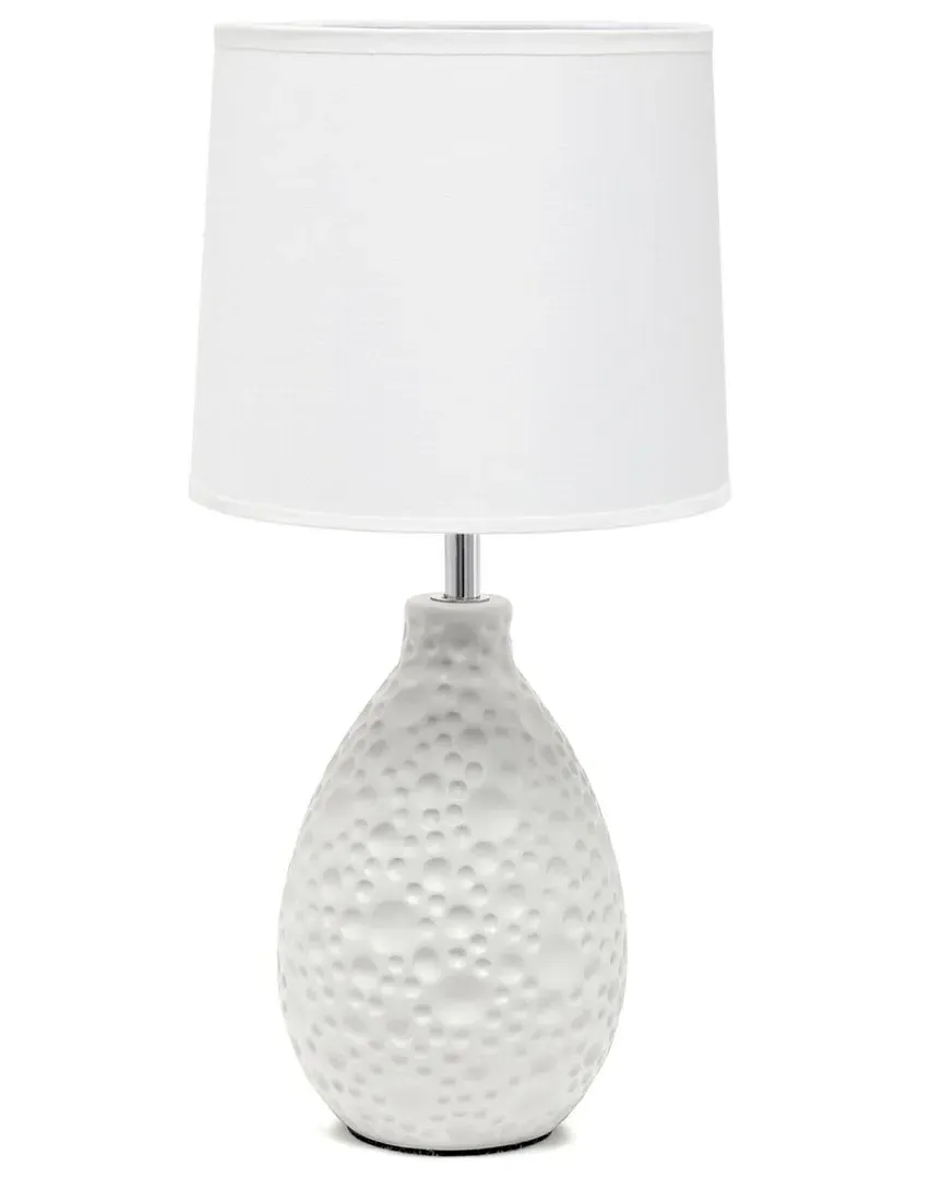 Textured Stucco Oval Table Lamp - White, Ceramic