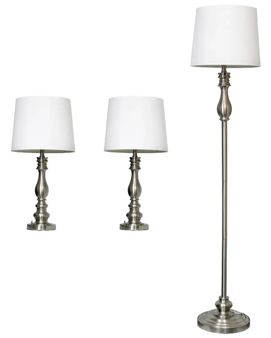 Three Pack Lamp Set - Brushed Steel