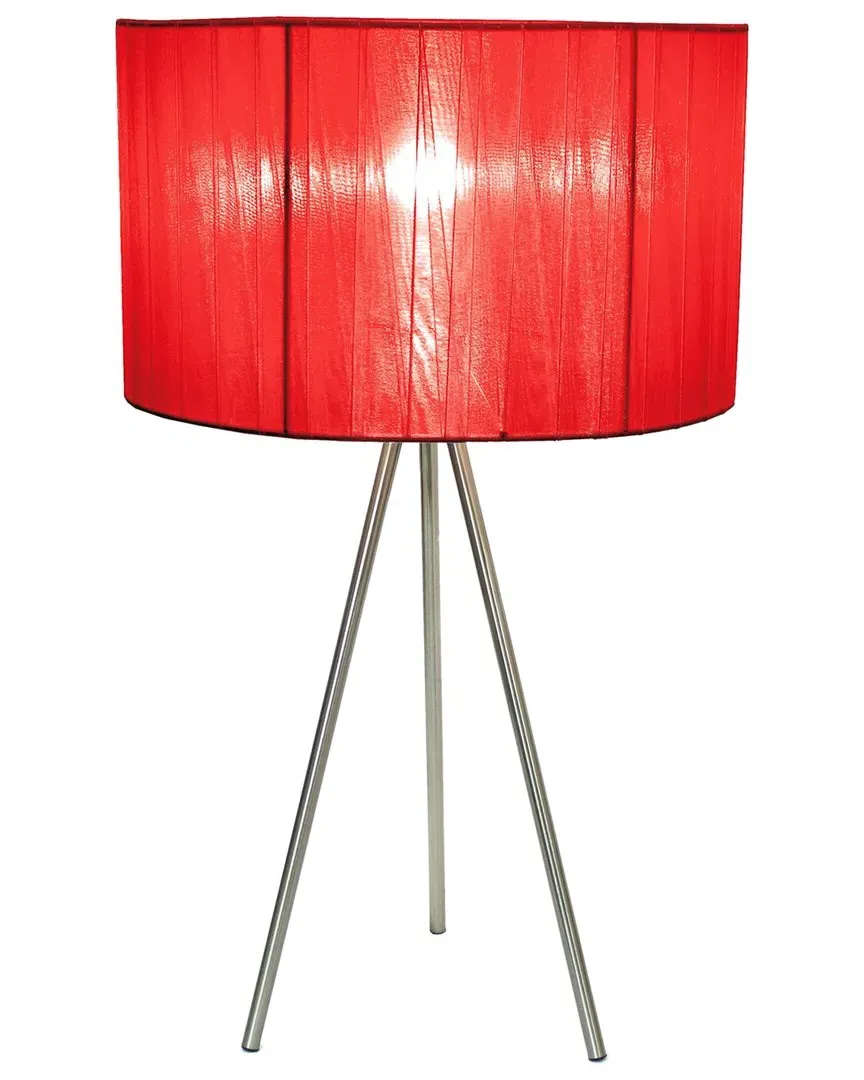 Tripod Table Lamp with Pleated Shade - Red, Brushed Nickel