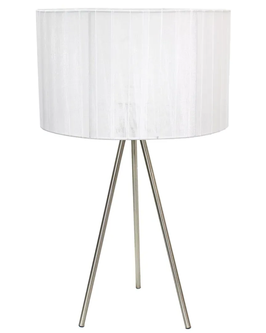 Tripod Table Lamp with Pleated Shade - White, Brushed Nickel