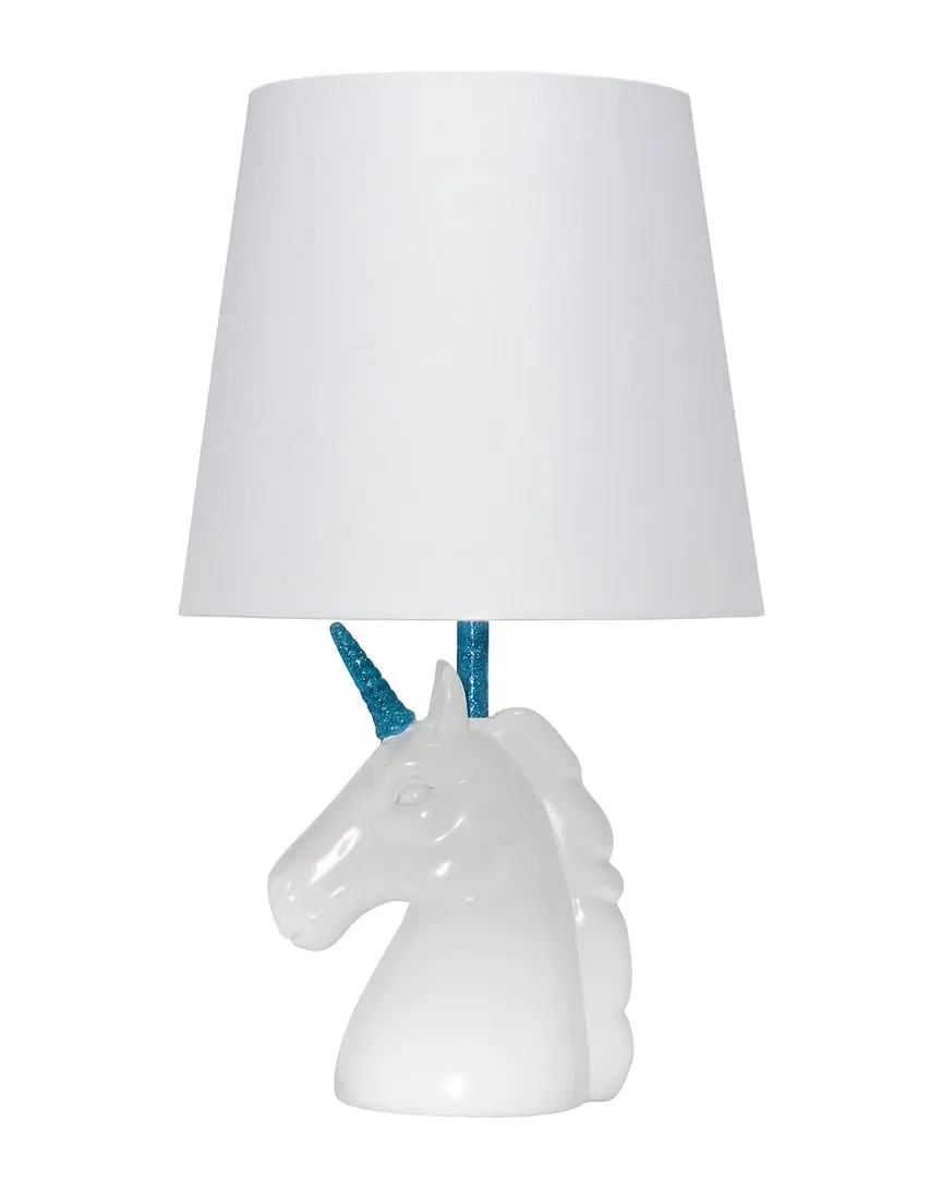 Unicorn Table Lamp with Blue Glitter - White, Resin image