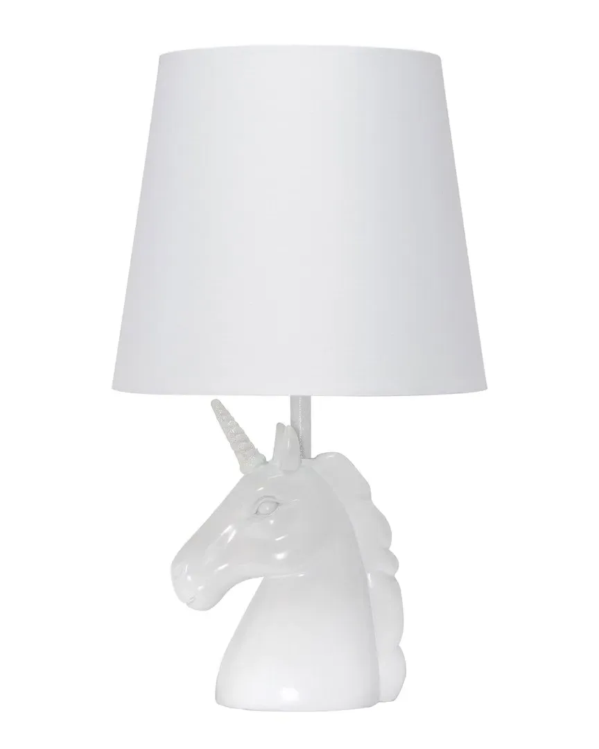 Unicorn Table Lamp with Iridescent Glitter - White, Resin