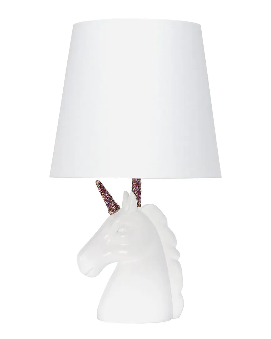 Unicorn Table Lamp with Rainbow Glitter - White, Resin
