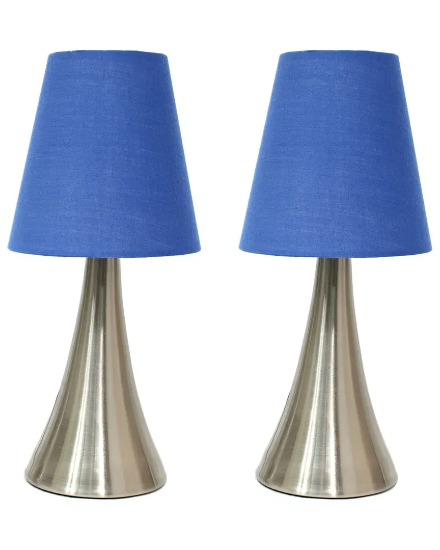 Valencia 2 Pack Mini Touch Table Lamp Set - Blue, Metal image
