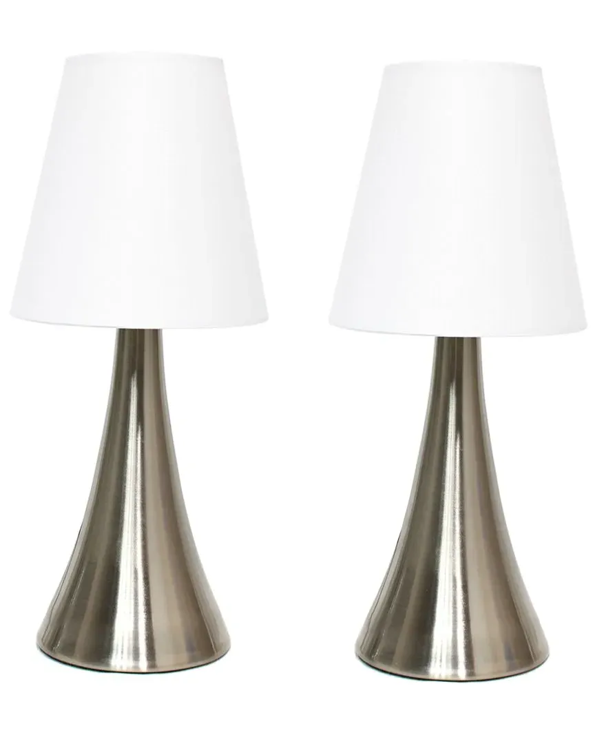 Valencia 2 Pack Mini Touch Table Lamp Set - White, Metal