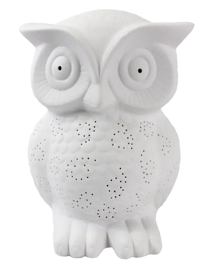 Wise Owl Shaped Table Lamp - White, Porcelain