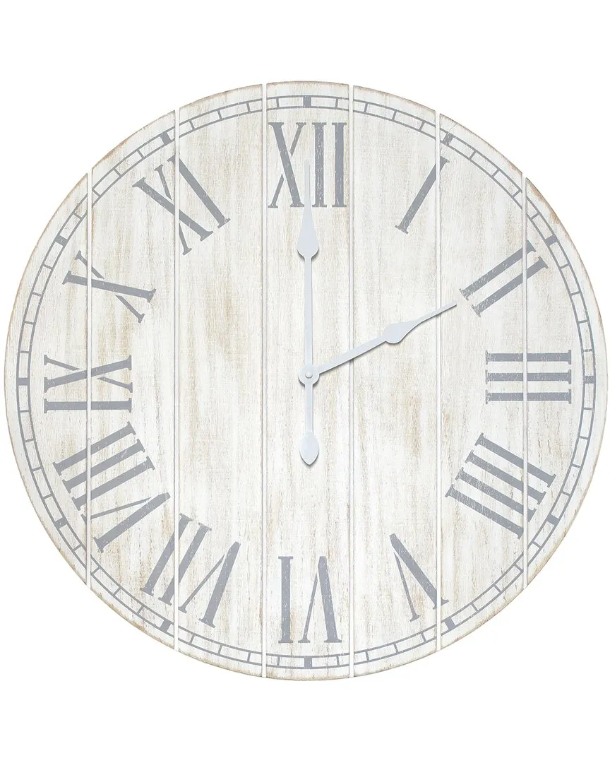 Wood Plank Large Wall Clock - White image
