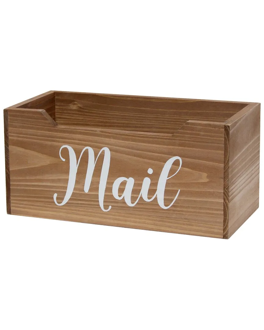 Wooden Tabletop Mail Organizer Box - Brown image