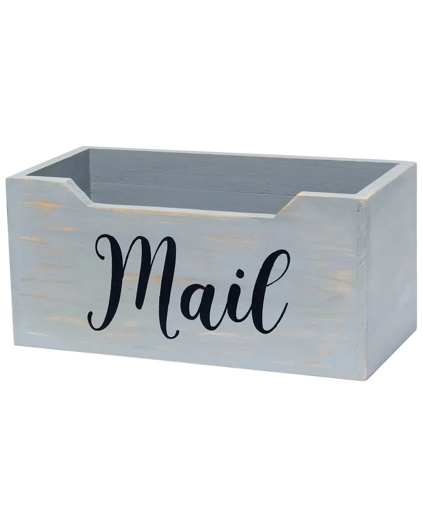 Wooden Tabletop Mail Organizer Box - Gray