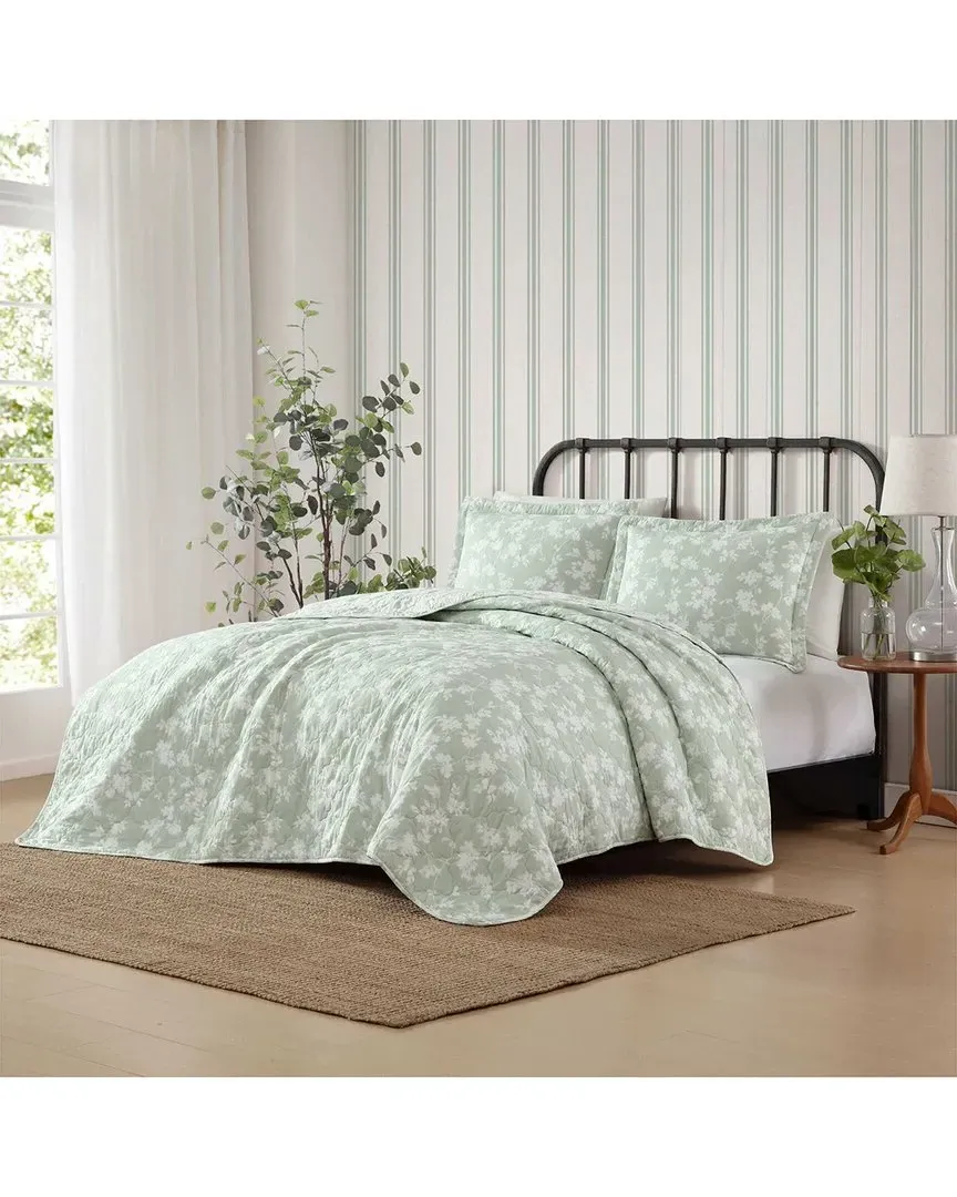 Adorabelle Silhouette Reversible Quilt Set - Green, Cotton image