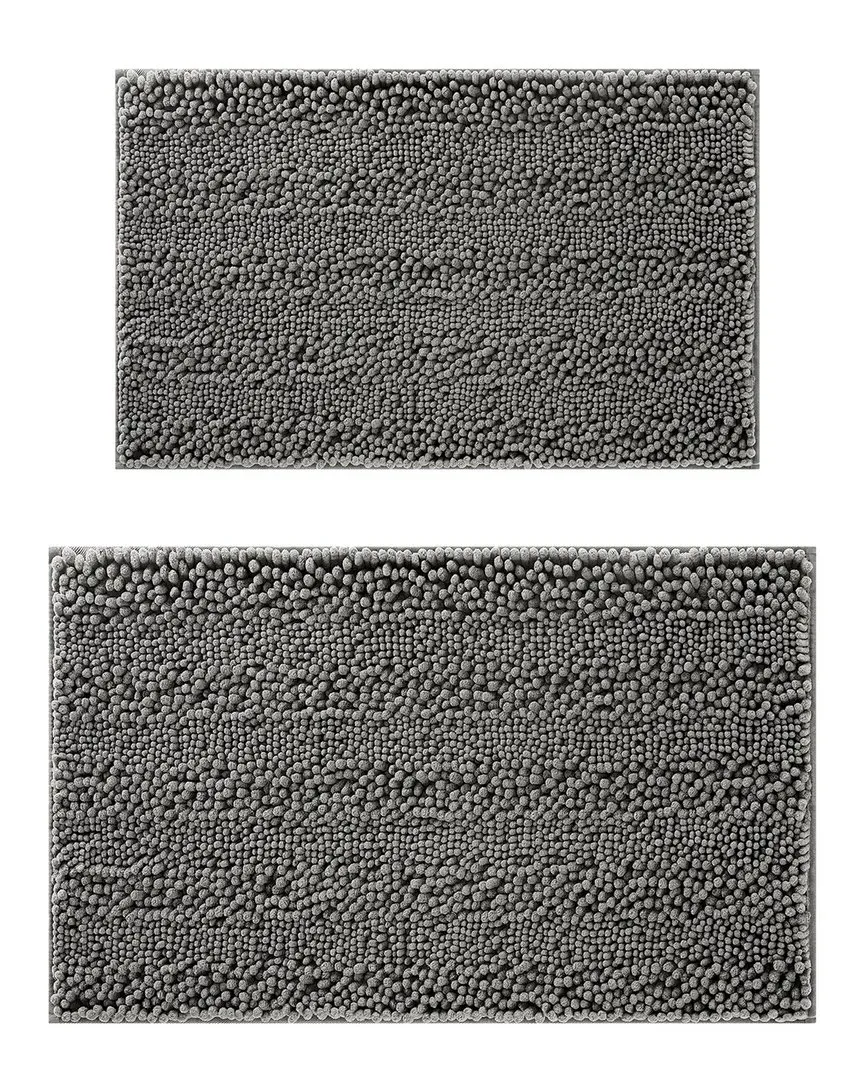 Astor 2pc Chenille Bath Mat Set - Dark Grey