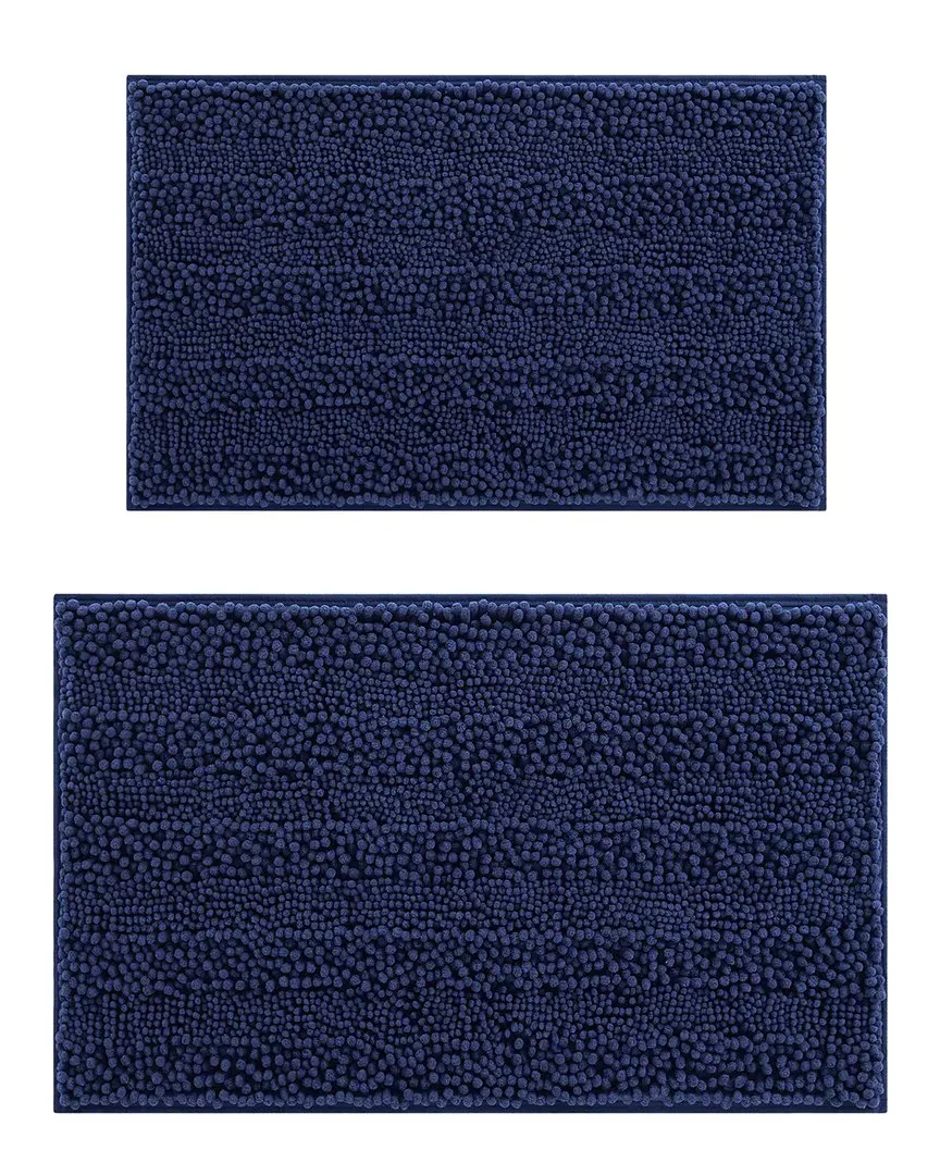 Astor 2pc Chenille Bath Mat Set - Indigo