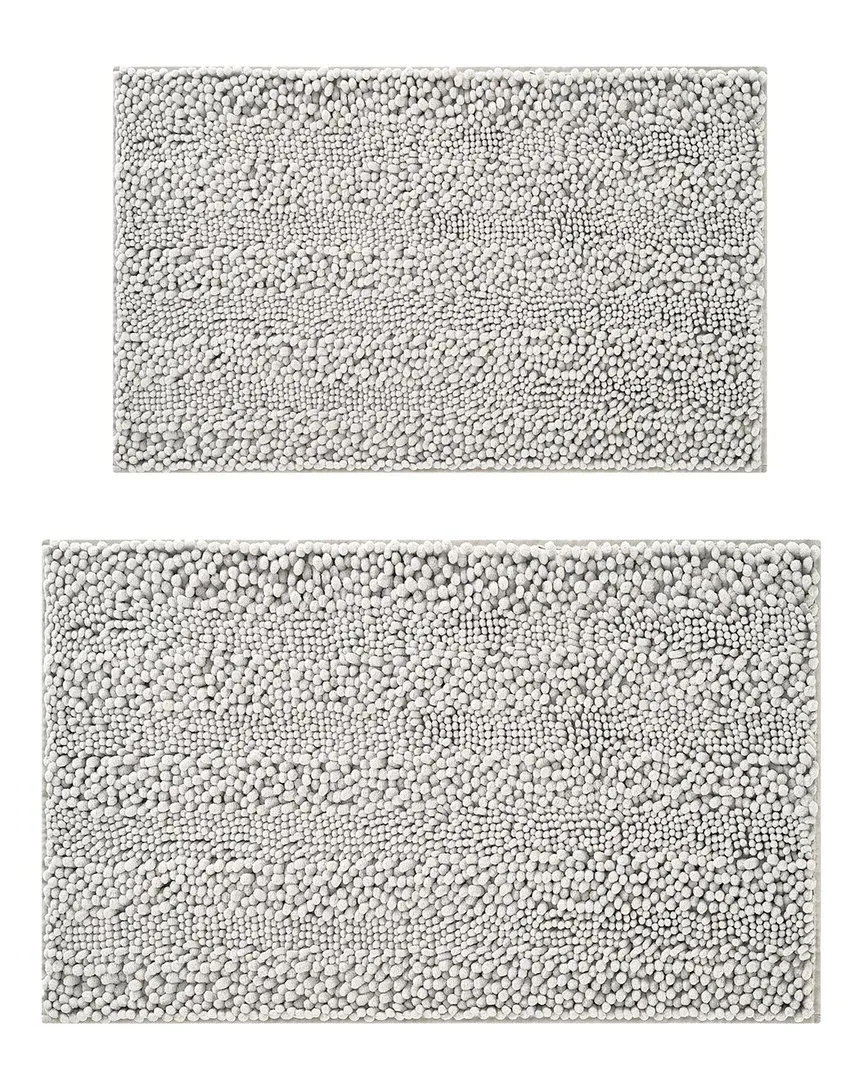 Astor 2pc Chenille Bath Mat Set - Light Grey