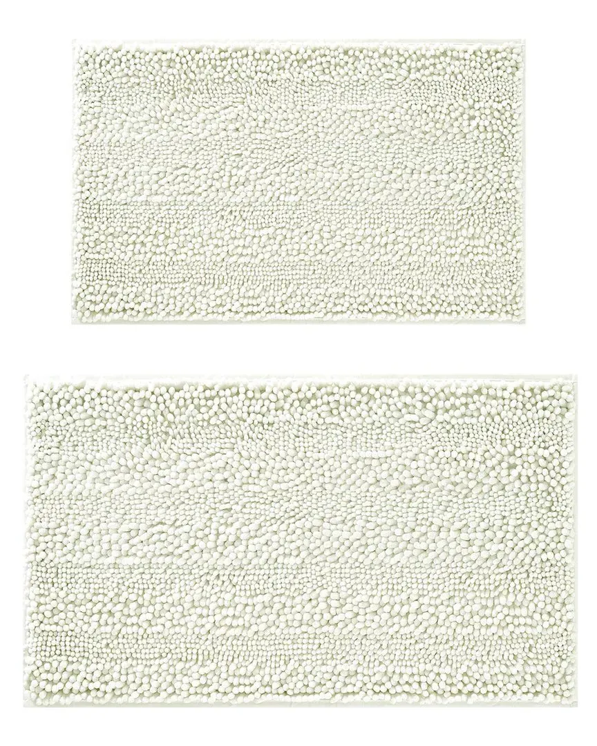 Astor 2pc Chenille Bath Mat Set - White