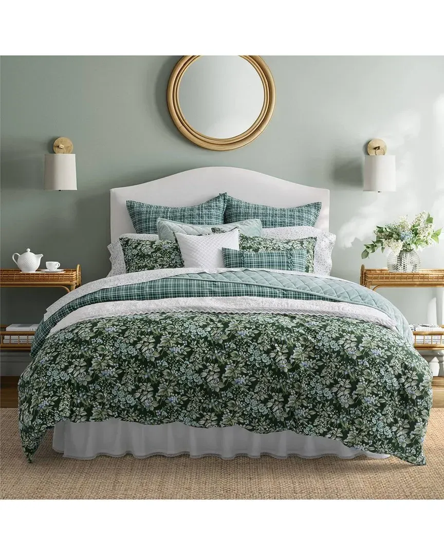 Bramble Floral Duvet Cover Set - Green, Cotton image