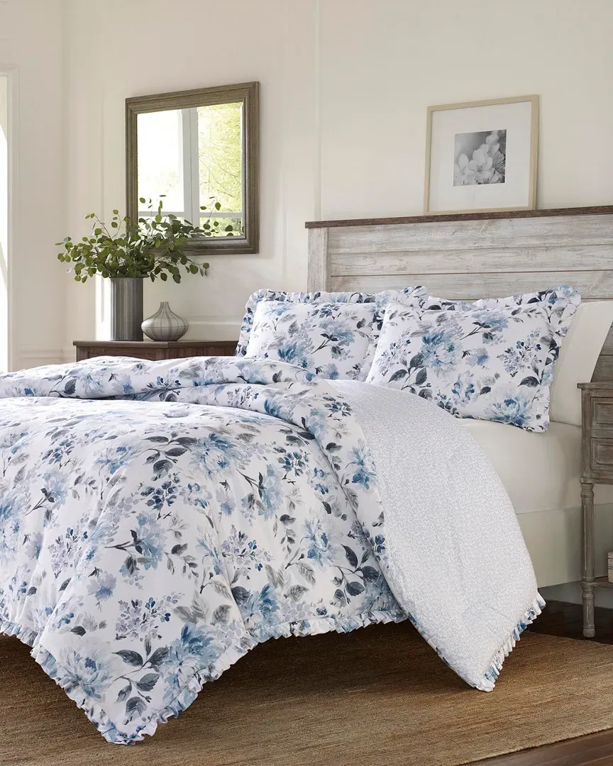 Chloe Comforter Set - Blue and White, Cotton image
