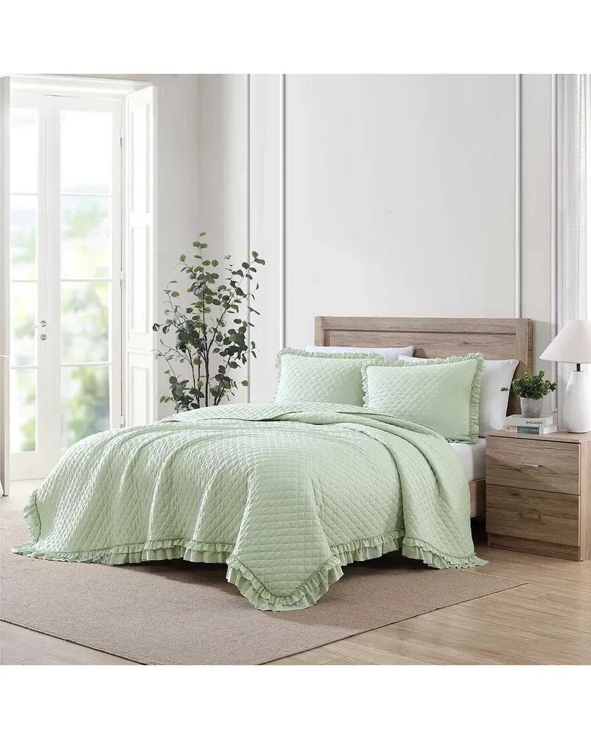 Claire Reversible Quilt Set - Green