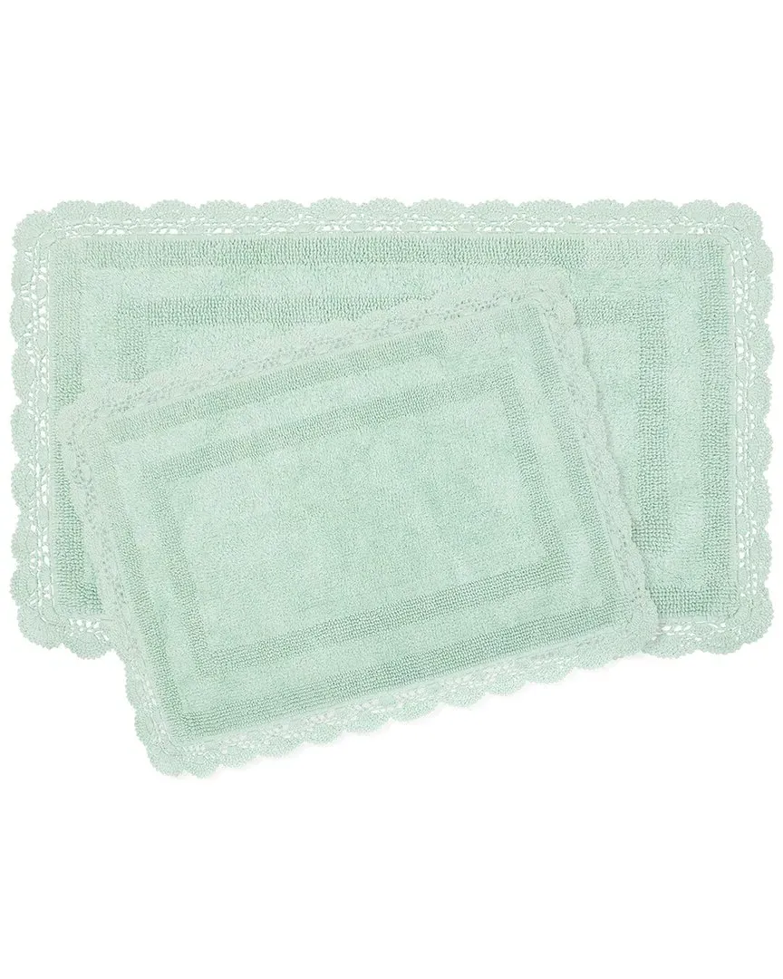 Cotton Crochet 2pc Bath Rug Set Reversible - Aqua image