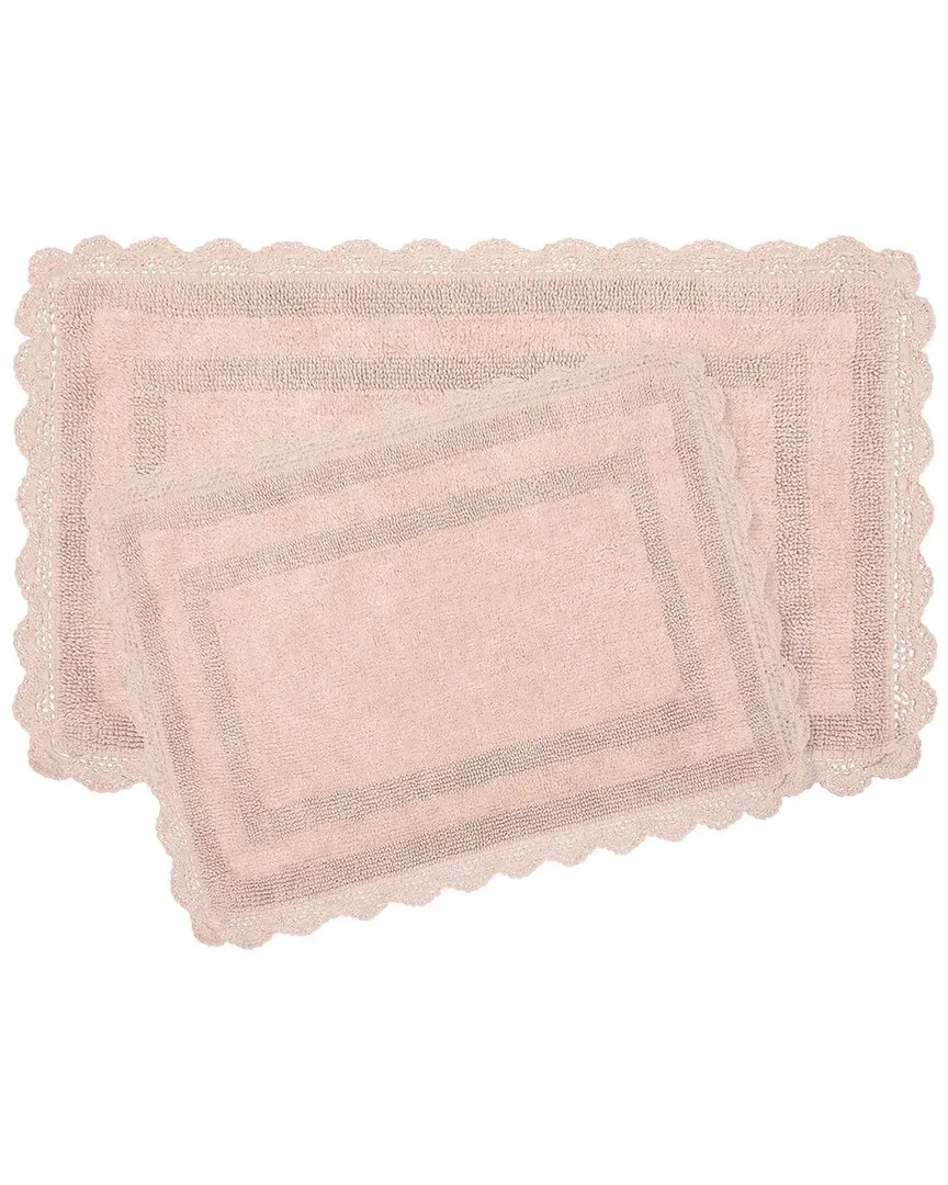 Cotton Crochet 2pc Bath Rug Set Reversible - Blush