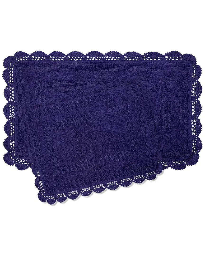 Cotton Crochet 2pc Bath Rug Set Reversible - Indigo