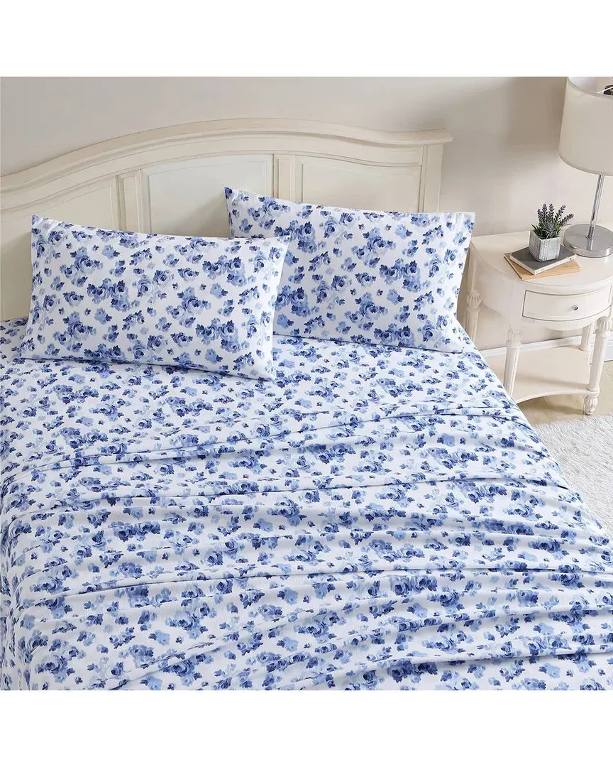 Emelisa 4Pc Cotton Flannel Sheet Set - White image