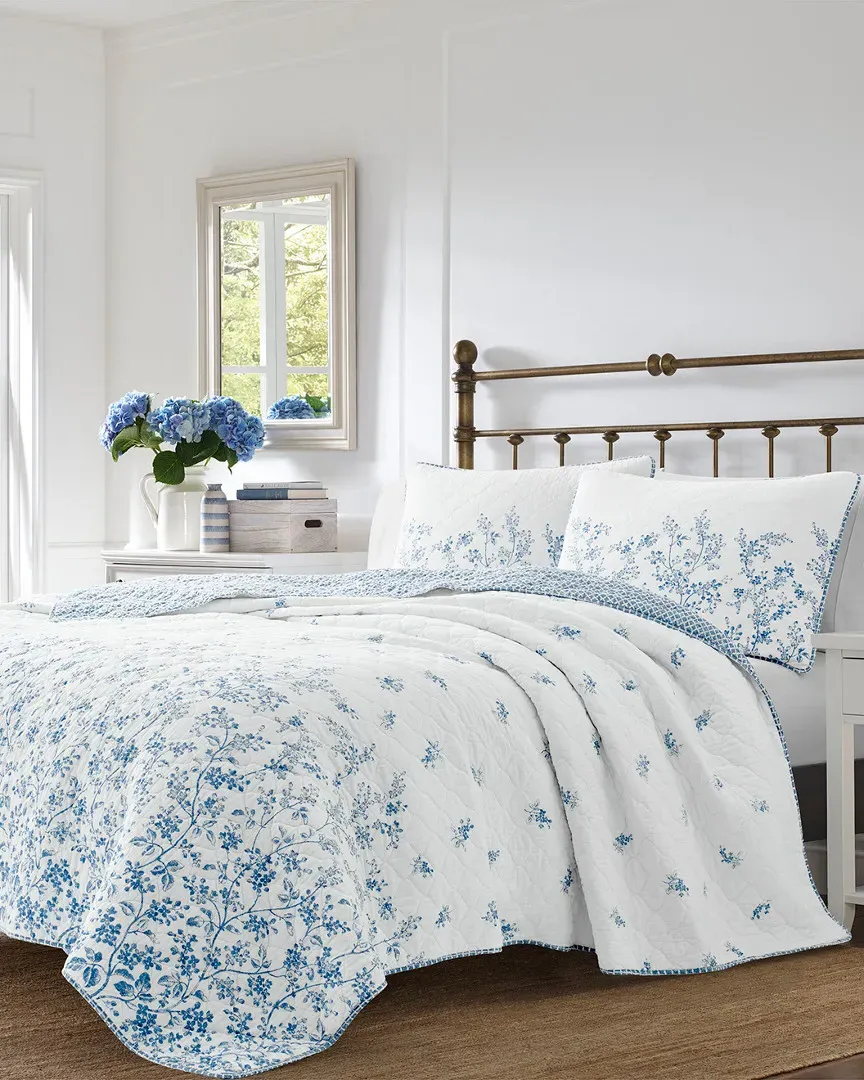 Flora Quilt Set - Blue, Cotton image