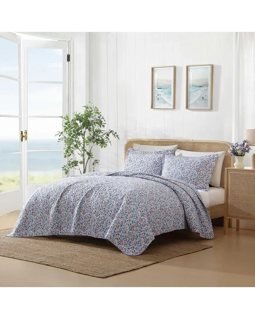 Leoflower Reversible Quilt Set - Blue