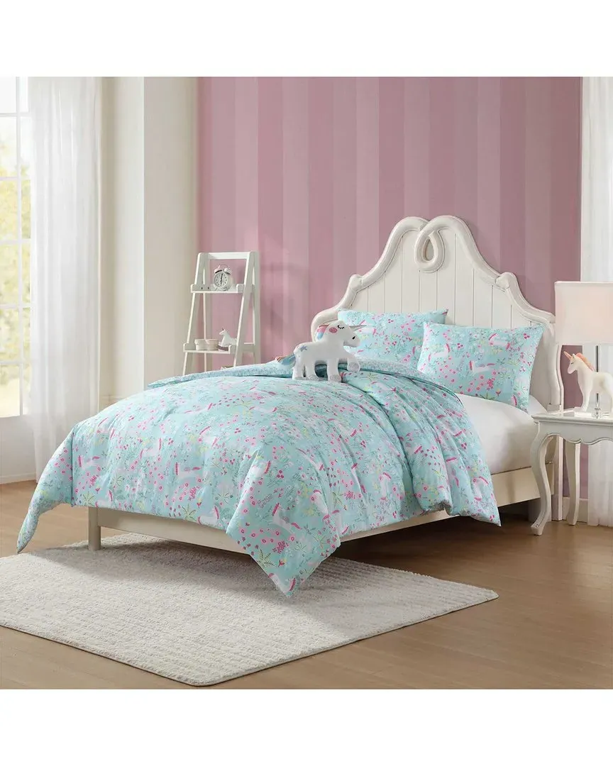 Magical Unicorns Comforter Set - Aqua Blue, Polyester image