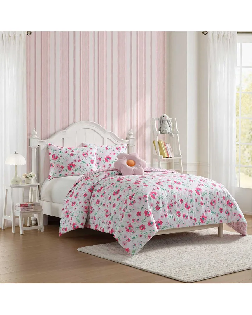 Meadow Daisies Comforter Set - White/Fuchsia, Polyester image