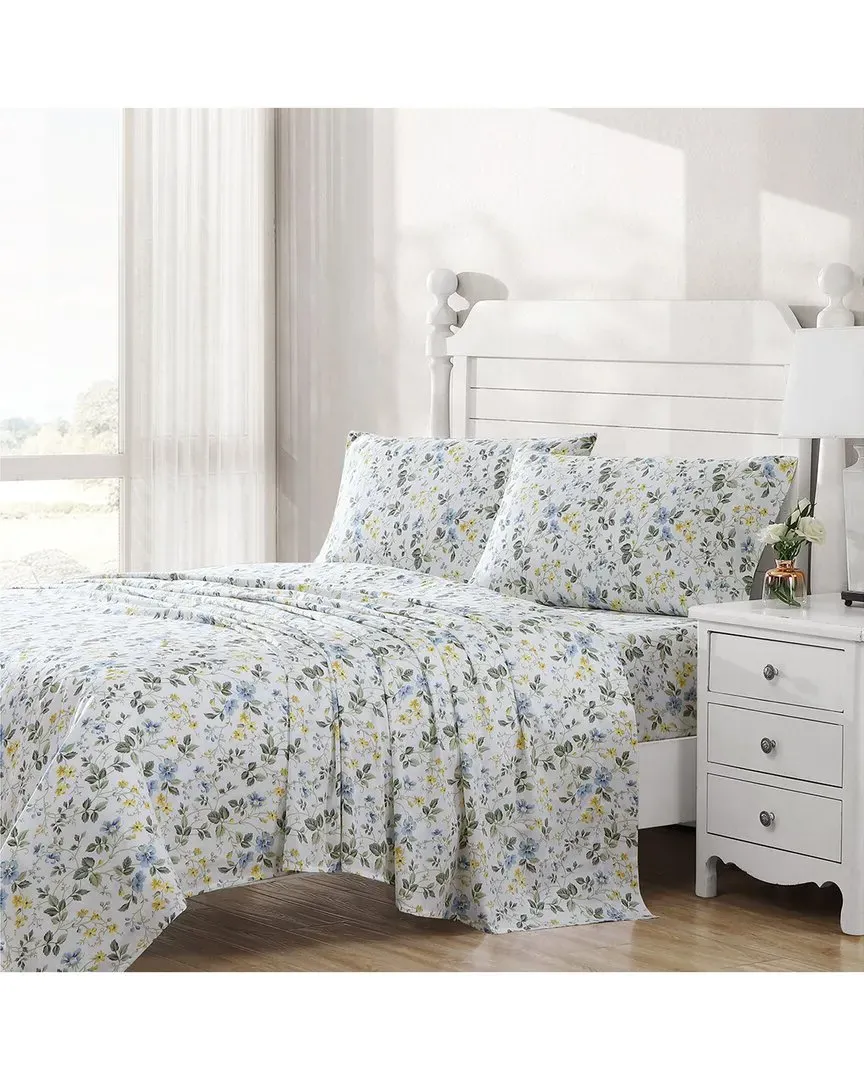 Meadow Floral King Size Sheet Set - Blue, Cotton image