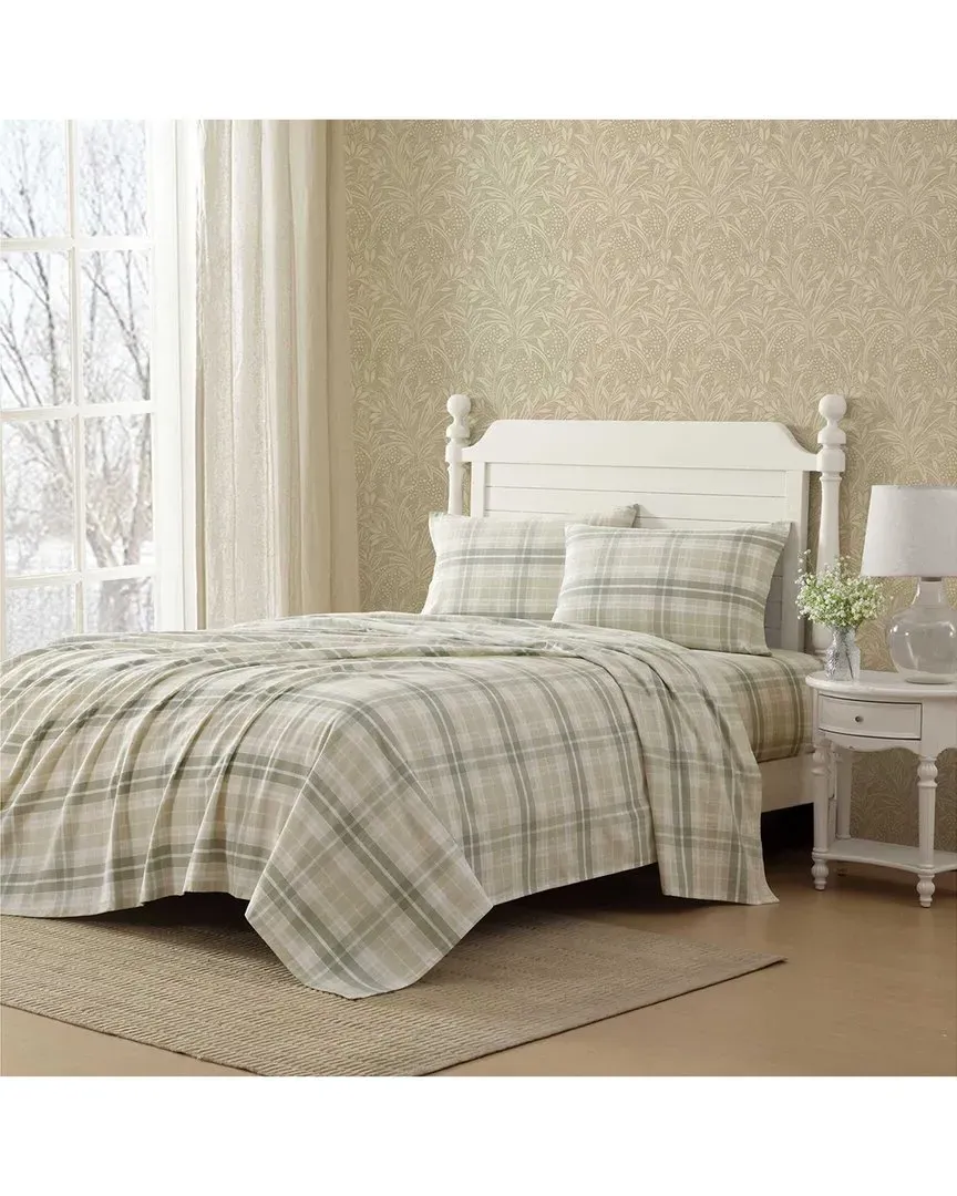 Mulholland Plaid Cotton Flannel Sheet Set - Green, Cotton